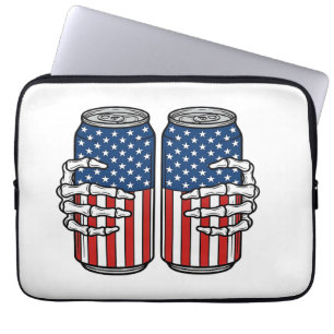 Housse Pour Ordinateur Portable Mains de squelette patriotiques vintage tenant des