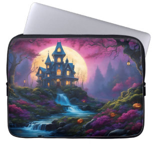 Housse Pour Ordinateur Portable Maison éffrayante sur Halloween Hill