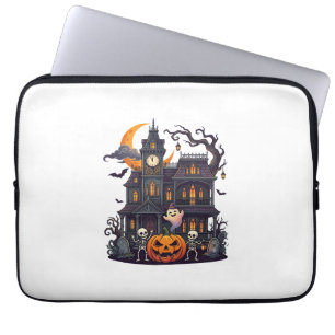 Housse Pour Ordinateur Portable Maison Hantée Halloween Squelettes Citrouille Fant