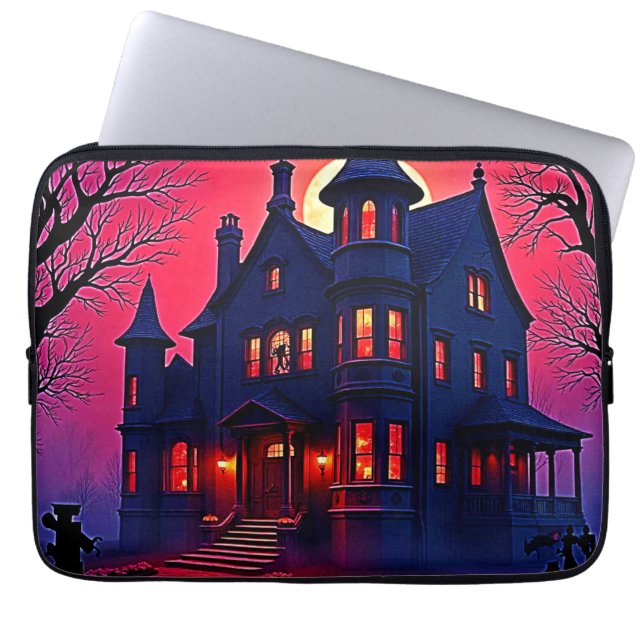 Housse Pour Ordinateur Portable Maison Haunted éffrayant à Dusk Design (Devant)