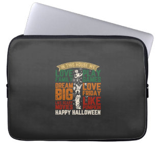 Housse Pour Ordinateur Portable Maison Joyeux Halloween Monstres Toiles d'araignée