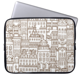 Housse Pour Ordinateur Portable Maisons vintages : Architectural Seamless Motif.