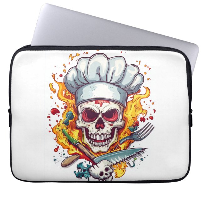 Housse Pour Ordinateur Portable Maître de cuisine Skull Chef (Devant)