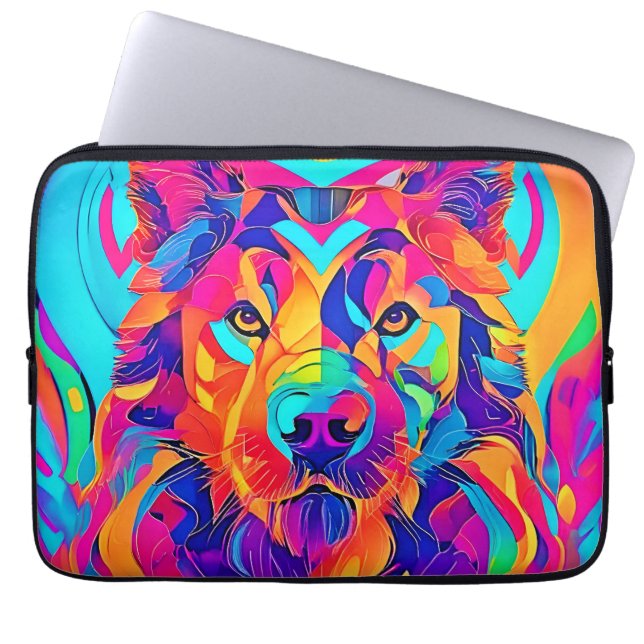 Housse Pour Ordinateur Portable Majesté du loup psychédélique (Devant)