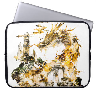 Housse Pour Ordinateur Portable Majestueux temple de dragon de la mythologie asiat