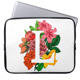 Housse Pour Ordinateur Portable Majuscule L monogramme floral