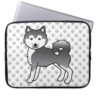 Housse Pour Ordinateur Portable Malamute d'Alaska bleu chien de dessin animé migno