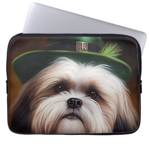 Housse Pour Ordinateur Portable Malti Tzu Chien en Robe de la Saint Patrick