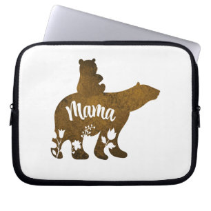 Housse Pour Ordinateur Portable Mama Bear avec 1 Cub équitation sur le dos de mama