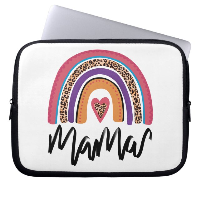 Housse Pour Ordinateur Portable Mama Leopard Rainbow (Devant)