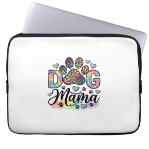 Housse Pour Ordinateur Portable Maman Chien Patte Léopard Arc-en-ciel Aquarelle Cœ