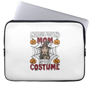 Housse Pour Ordinateur Portable Maman Épuisée Est Costume Sorcière Halloween Café