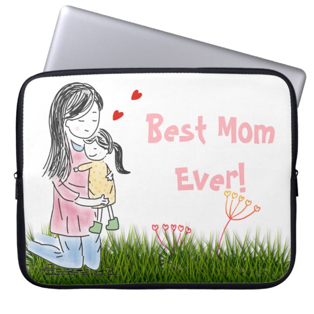 Housse Pour Ordinateur Portable Maman & Fille Hug Custom (Devant)