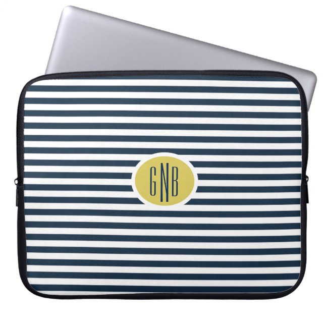 Housse Pour Ordinateur Portable Manche de l'ordinateur monographique Nautique Prep (Devant)