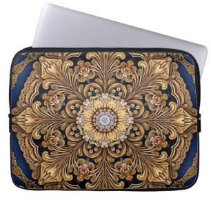 Housse Pour Ordinateur Portable Manche Décoratif Bleu Or