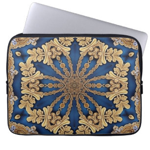Housse Pour Ordinateur Portable Manche Décoratif Bleu Or