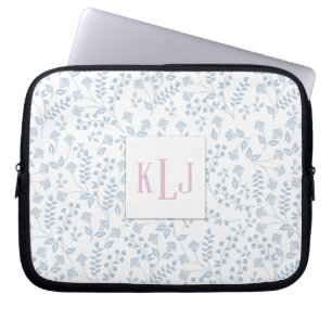 Housse Pour Ordinateur Portable Manche d'ordinateur portable bleu floral en néoprè