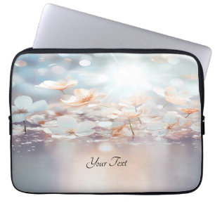 Housse Pour Ordinateur Portable Manche d'ordinateur portable Floral de Pêche Blanc