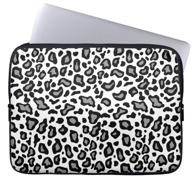 Housse Pour Ordinateur Portable Manche d'ordinateur portable Leopard blanc (Devant)