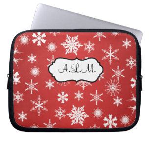 Housse Pour Ordinateur Portable Manche d'ordinateur portable Red and White Snowfla