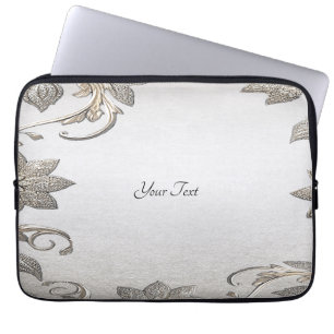 Housse Pour Ordinateur Portable Manche d'ordinateur portable Silver Gold Floral