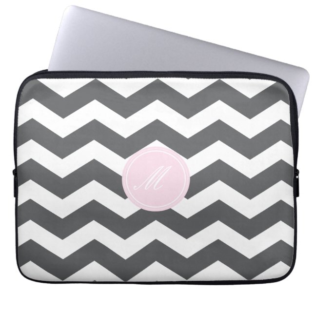 Housse Pour Ordinateur Portable Manche Motif Grey Chevron (Devant)