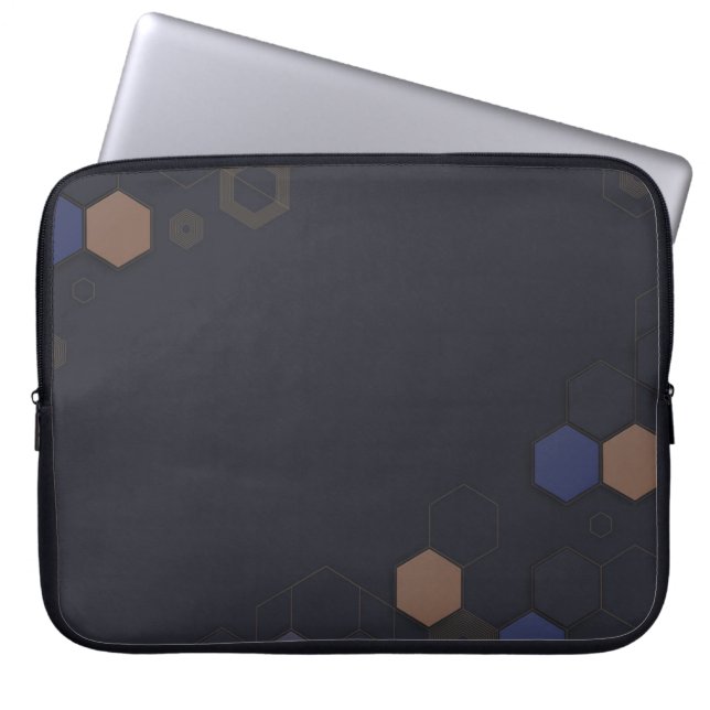 Housse Pour Ordinateur Portable Manche Motif moderne Hexagonal foncé (Devant)