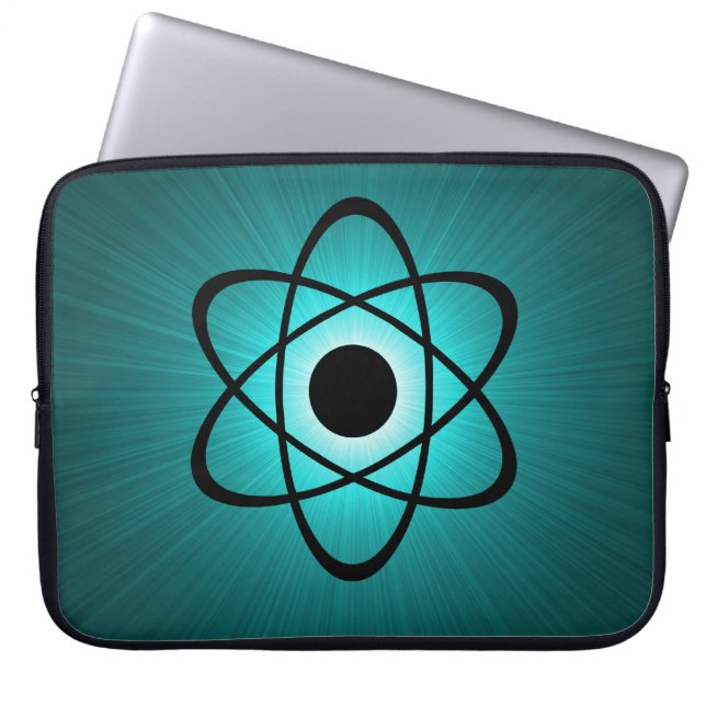 Housse Pour Ordinateur Portable Manche Nerdy atomique électronique, Turquoise (Devant)