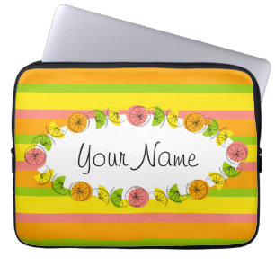 Housse Pour Ordinateur Portable Manche portable classique Citrus Oval Stripe