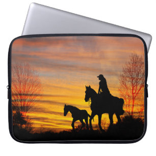 Housse Pour Ordinateur Portable Manche pour ordinateur portable Cowgirl Sunset Hor