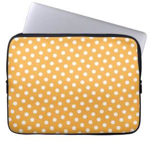 Housse Pour Ordinateur Portable Manche pour ordinateur portable Polka orange et bl