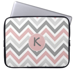 Housse Pour Ordinateur Portable Manche supérieure pour monogramme rose et gris