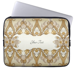 Housse Pour Ordinateur Portable Manches d'ordinateur portable décoratif or à fleur