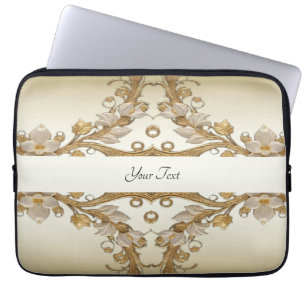 Housse Pour Ordinateur Portable Manches d'ordinateur portable décoratif or à fleur