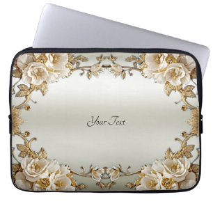 Housse Pour Ordinateur Portable Manches d'ordinateur portable Golden Ornate White 