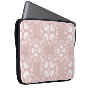 Housse Pour Ordinateur Portable Manches électroniques Pastel Pink and White Hearts