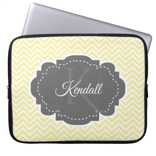 Housse Pour Ordinateur Portable Manches personnalisées Chevron Jaune (Devant)