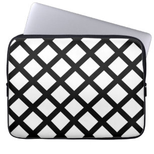 Housse Pour Ordinateur Portable Manches personnalisées en diamant noir rayé blanc