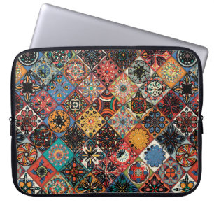 Housse Pour Ordinateur Portable Mandala à fleurs ethniques sans couture motif. M c
