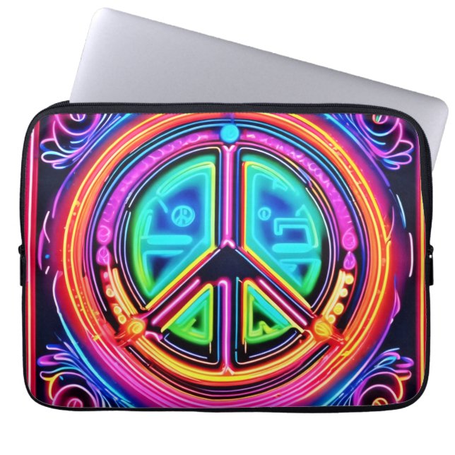 Housse Pour Ordinateur Portable Mandala de la Paix Néon (Devant)