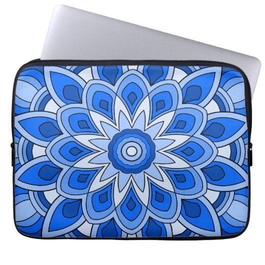 Housse Pour Ordinateur Portable Mandala en bleu (Devant)