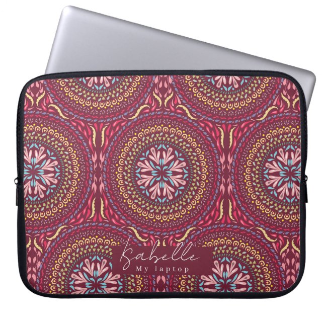 Housse Pour Ordinateur Portable Mandala Magenta (Devant)