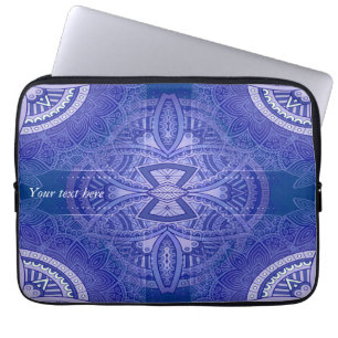 Housse Pour Ordinateur Portable Mandalas sur la conception de répétition bleu-néer