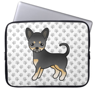 Housse Pour Ordinateur Portable Manteau lisse noir et tan Chihuahua Chig & Paps