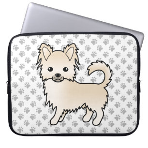 Housse Pour Ordinateur Portable Manteau long de crème Chihuahua Cartoon Chig & Paw