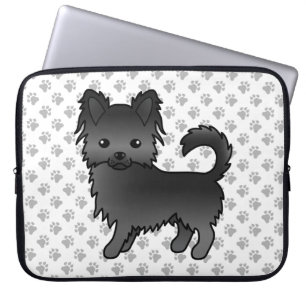 Housse Pour Ordinateur Portable Manteau long noir Chihuahua Cartoon Chig & Paps