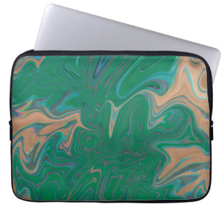 Housse Pour Ordinateur Portable Marble Forms – Green & Gold Natural Flow