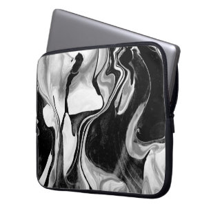 Housse Pour Ordinateur Portable Marbrage noir et blanc
