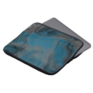 Housse Pour Ordinateur Portable Marbre Abstrait Bleu et Gris
