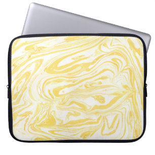 Housse Pour Ordinateur Portable Marbre jaune élégant : Texture dessinée à la main